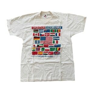 Vintage 1990s Operation Desert Storm Flag T Shirt XL USA Made Single Stitch